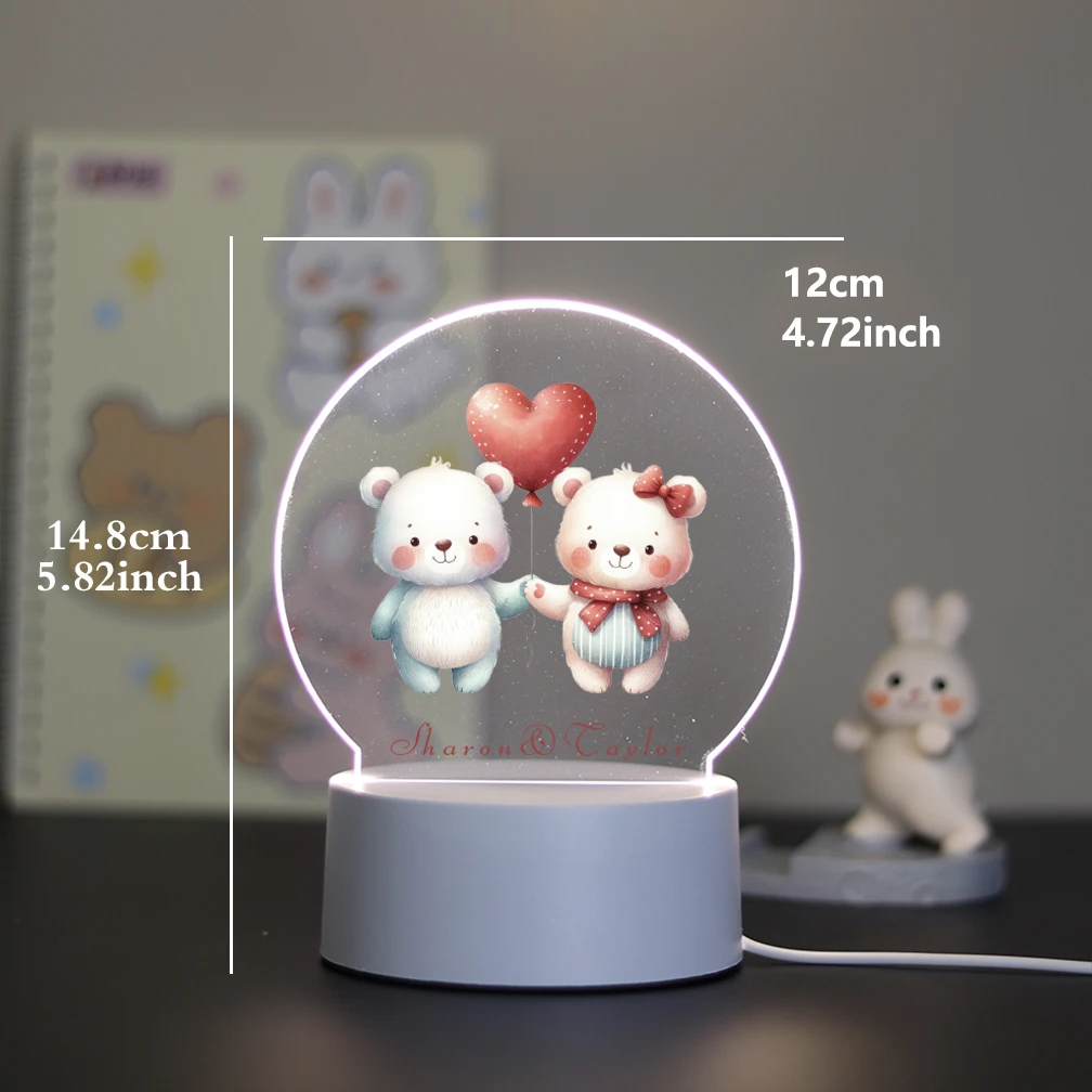 1 glowing night light Two little bears 3D Visual Design for Home Multi functional gifts for friends and girlfriends