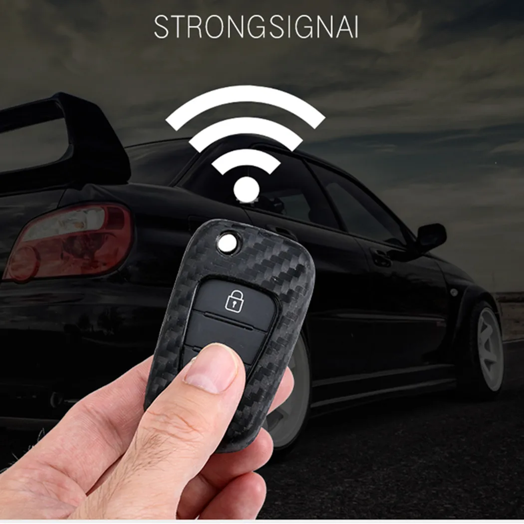 WFMJ для Hyundai Kia из углеродного волокна, силиконовый 3-кнопочный флип-чехол для смарт-ключа, чехол-цепочка