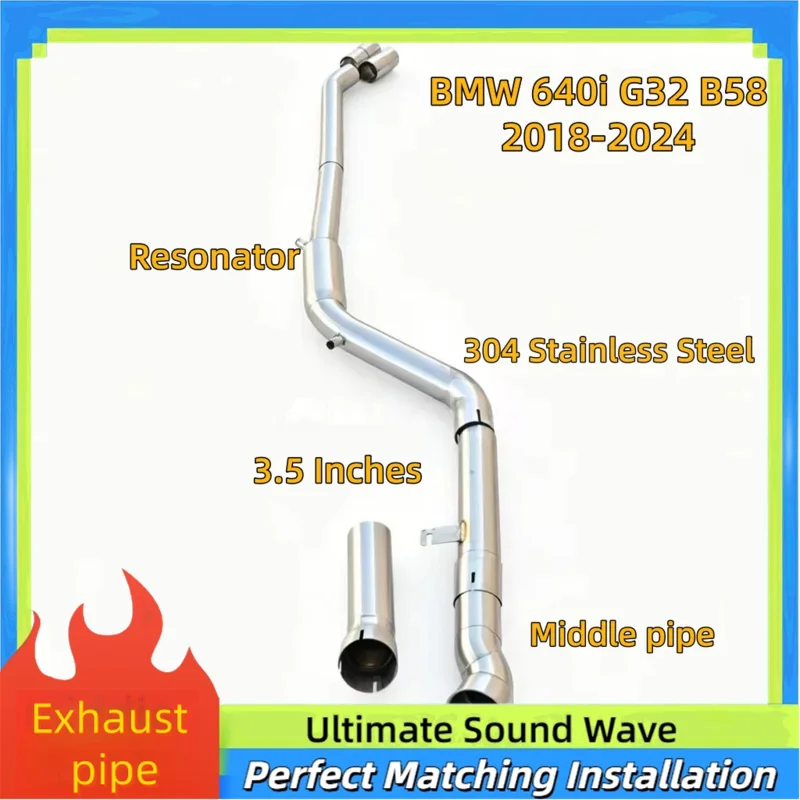 Factory Custom Exhaust Pipes for  BMW 640i G32 B58 2018-2024 Middle Pipe Exhaust System 3.5 Inches Resonator Racing Car Upgrade
