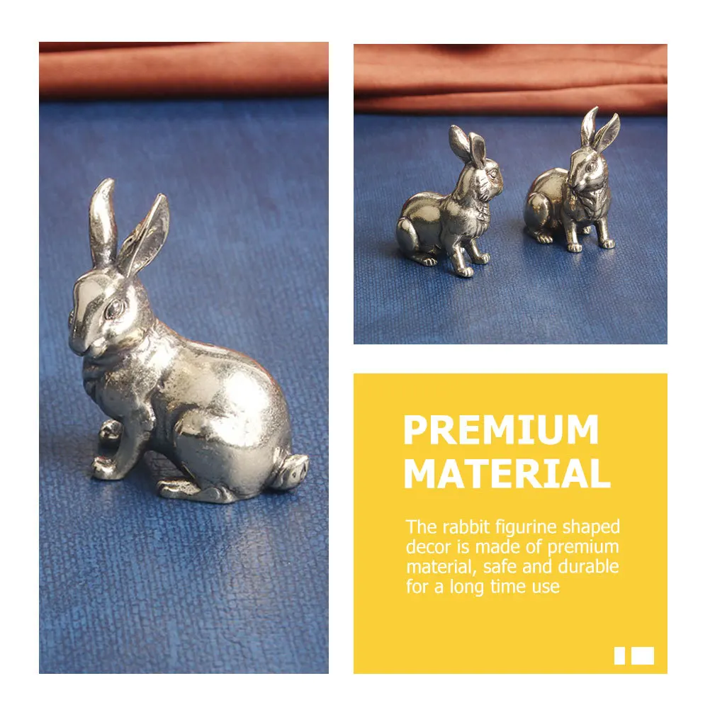 

2 Pcs Sculpture Vintage Ornaments Nursery Decor Rabbit Desktop Statue Decorations