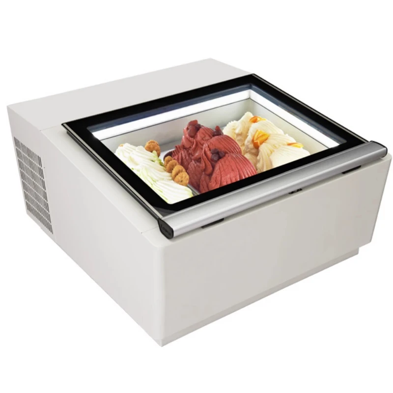 220V Desktop 3-tray Ice Cream Display Cabinet Small Capacity Freezing Small Glass
