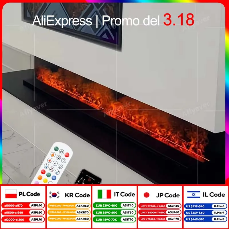 Smart Home Indoor Water Mist Fireplace Water Steam Electric Fireplace Multi-Color LED Flame Decoration Timed Mist Fireplace