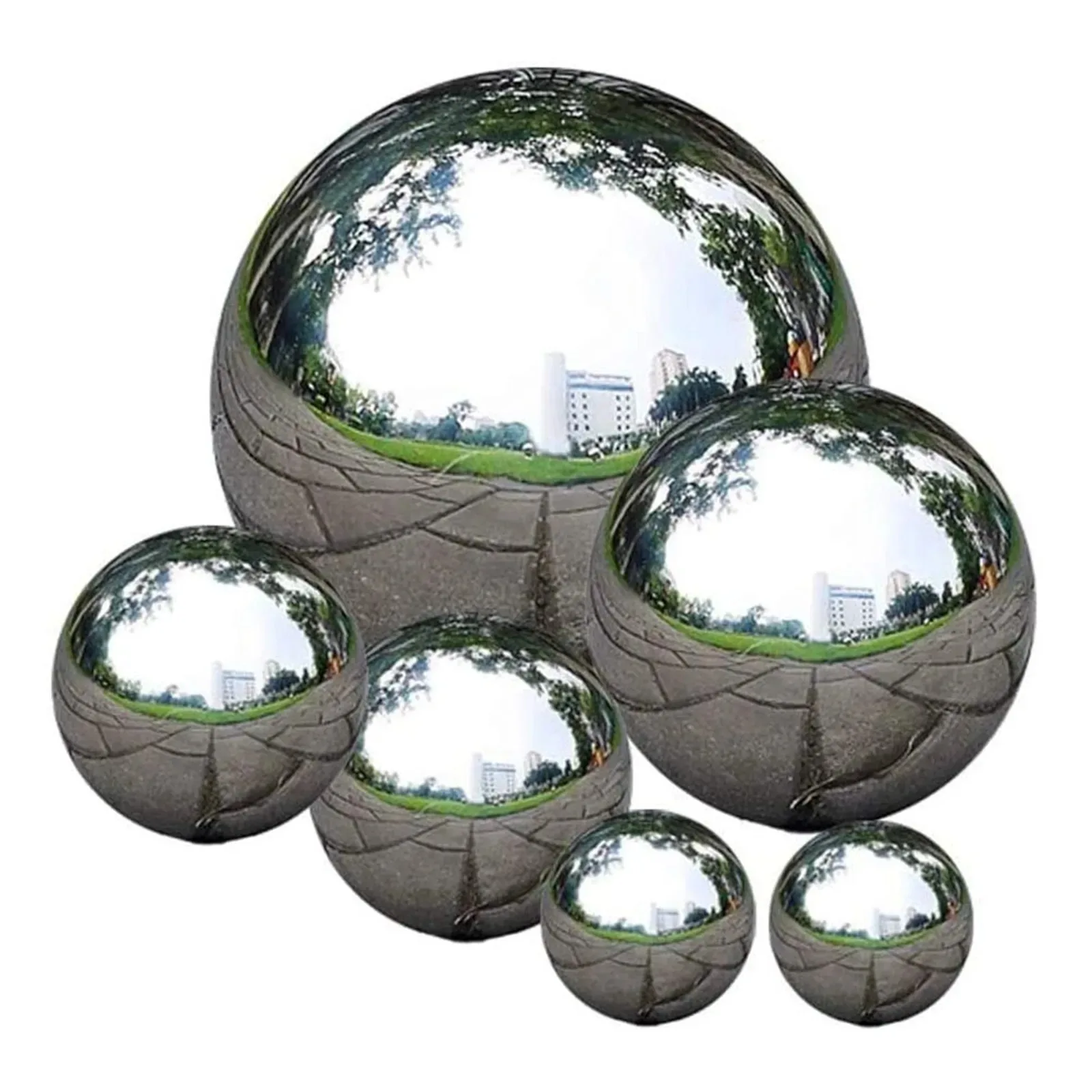 Stainless Steel Mirror Hollow Decorative Sphere Silver Large Home Garden Ornament Decorations Feature: These Machine Polished m