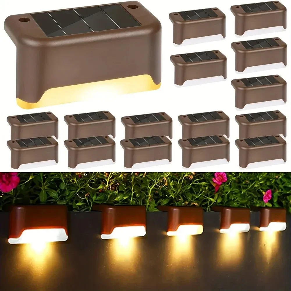 Aoyuansea 4Pcs LED Solar Stair Light Lamp Waterproof Passage Courtyard Guardrail Step Night Lights For Outdoor Garden Borders