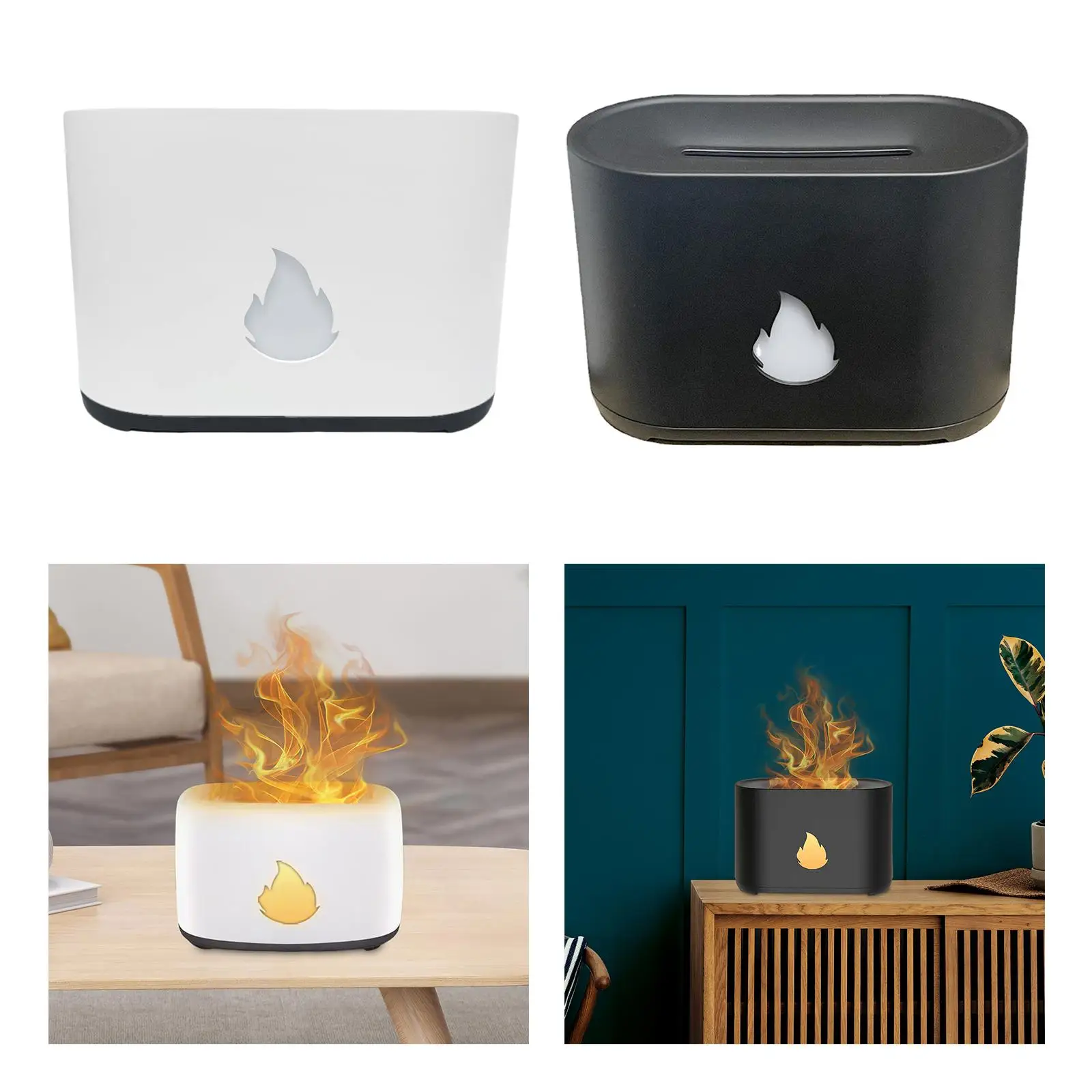 3D เปลวไฟ Night Light Humidifier ชาร์จ USB Quiet Aromatherapy Diffuser