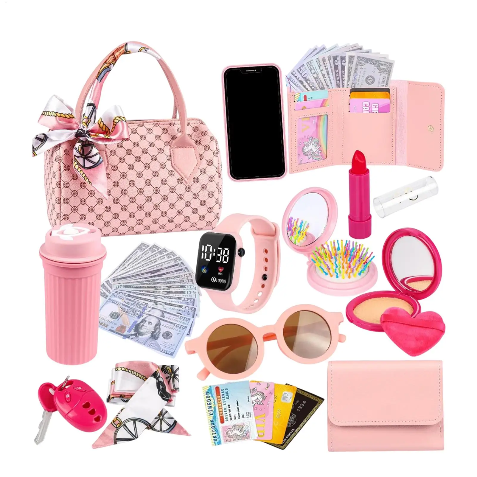 Meninas jogar bolsa brinquedo conjunto divertido crianças kit de maquiagem fingir jogar bolsa com acessórios elegantes princesa presentes para menina