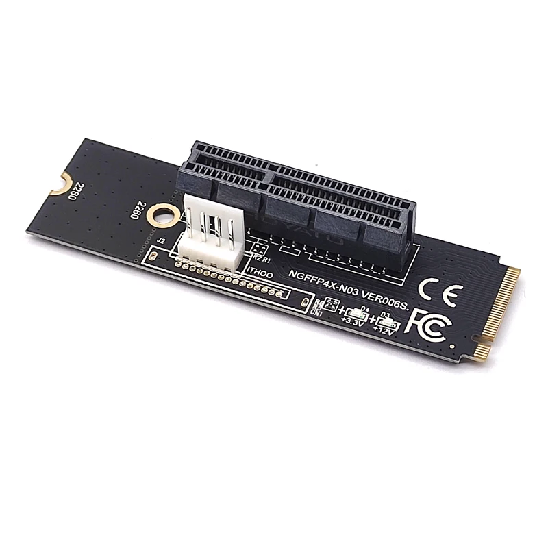 Adaptateur de carte Riser M2 vers PCIE 4X, transfert de clé M vers PCIe avec indicateur de tension LED pour PCI Express 1X à 16X Riser Mining