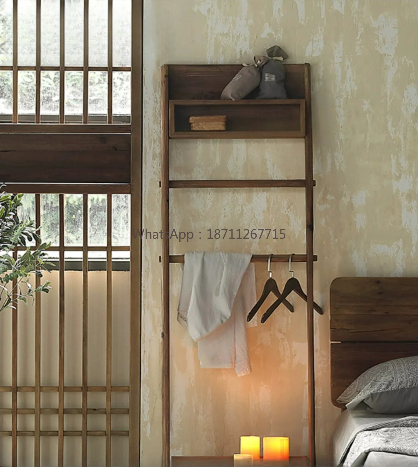 Door hanger shoe rack integrated floor type bedroom home Internet celebrity solid wood living room hanger