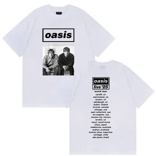 Imagen 2 del producto British Rock O-Oasis Live 25 Tour 2025 nueva camiseta para hombre Hip Hop gótico camisetas de manga corta Unisex Punk Tide ropa camiseta