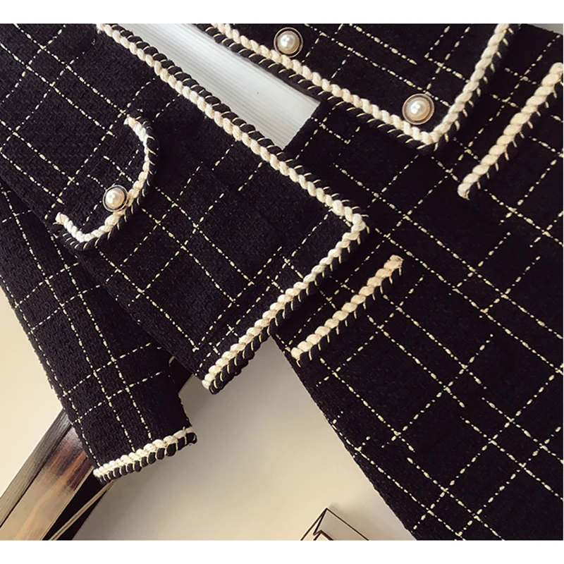 Frauen Fried Street Tweed Anzug 2023 Neue Frühling Herbst Wolle Jacke + Rock Weibliche Mode Lose Tweed Röcke Zwei-stück Set Frauen