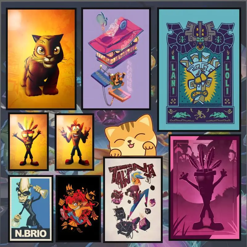 Geam C-Crash Bandicoot Poster HD Anime Hot Theme Sänger/OST/Film-Wasserdicht Selbstklebende Heimdekoration