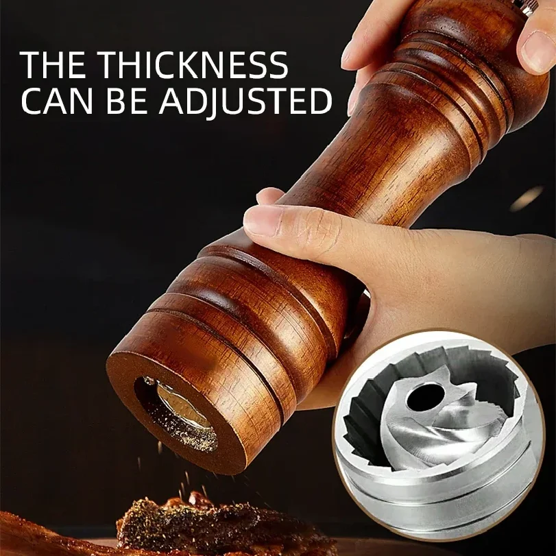

NEW Classical Oak Wood Pepper Spice Mill Grinder Set Handheld Seasoning Adjustable Mills Grinder Ceramic Grinding Core Tools Set