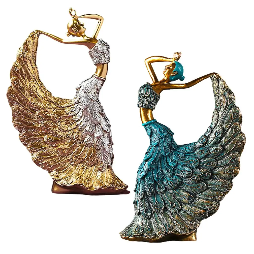 Peacock Dancer Figurines Art Women Dancing Statue Nordic Decor Ornaments