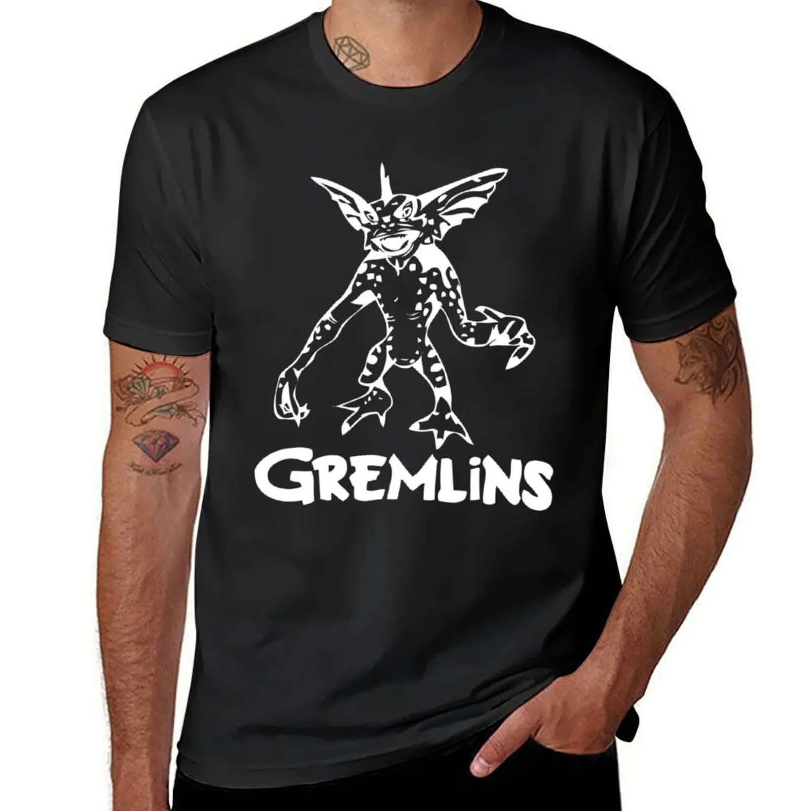 Gremlins Stencil - White T-Shirt plus size tops Blouse shirts graphic tees mens t shirts