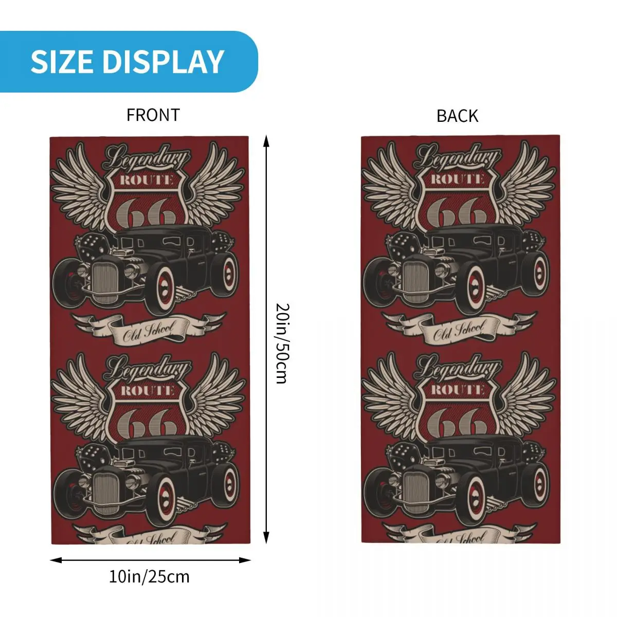 Unisex Windproof Neck Gaiter para Adulto, Hot Rod Bandana, Motorcycle Club, Rota 66, Wrap Scarf, Running