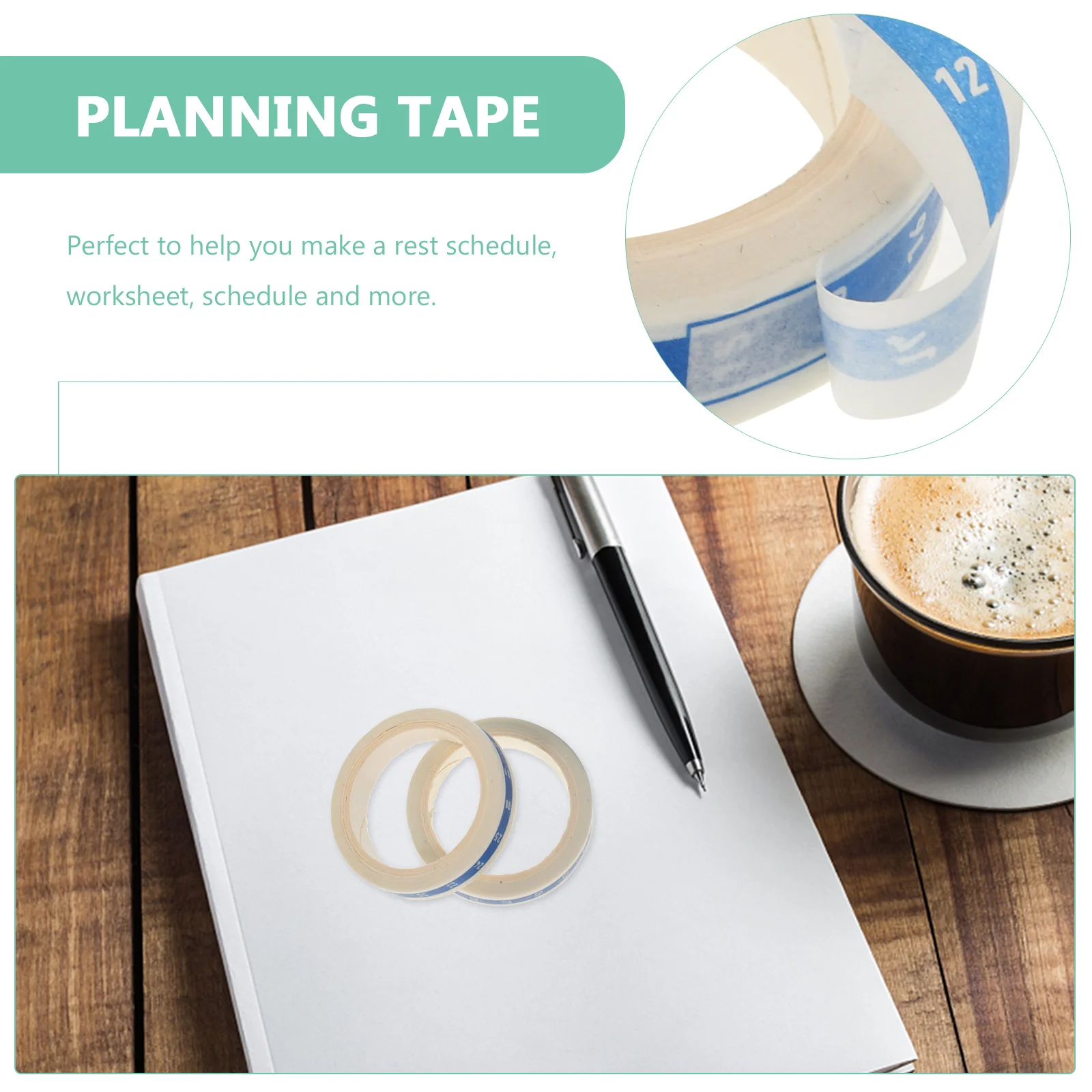 

8 Rolls Time Management Tape Tape for Planning Study Review Work Schedules Easy Apply Remove for Scrapbook Album Craft