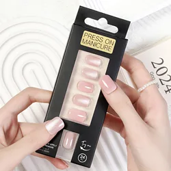 VITAGWX Short Press on Nails Reusable False Nails Medium Cat-eye Glitter Nail Art Artificial Decorated Nail Tips Full Cover