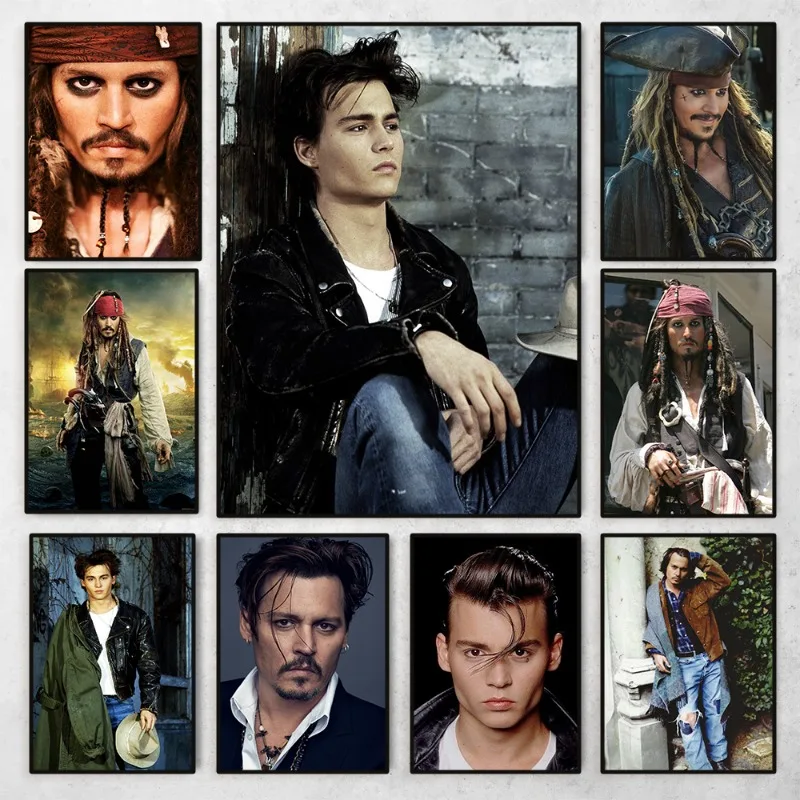 American Star Johnny Depp Photo Art Poster Wall Decor Canvas Painting Print Wall Art Picture Painting Room Home Decorative Mural