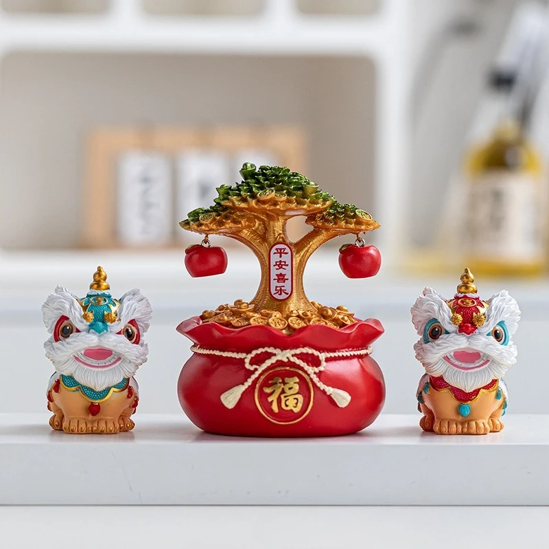 House warming Chinese lion dancing national tide ornament living room wine cabinet TV cabinet entrance desktop lucky ornament