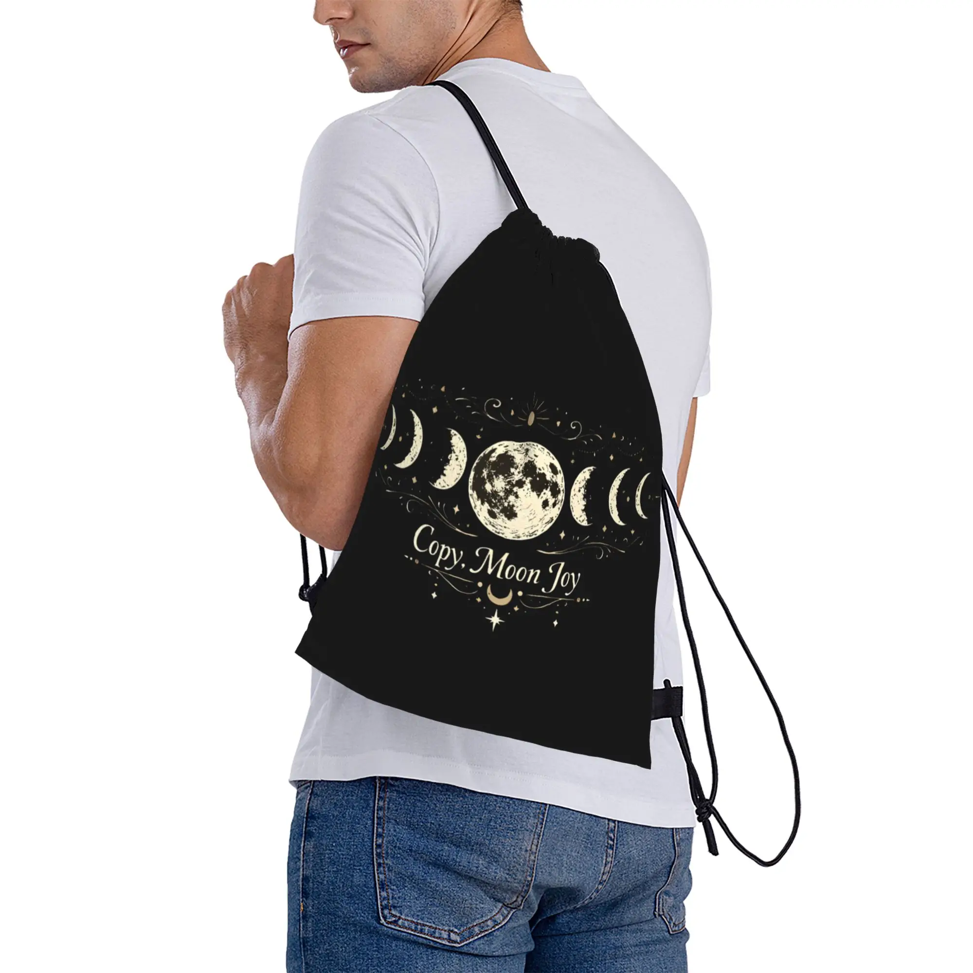 Drawstring Bag Copy Moon Joy Backpack  Portable Portable Gym Fitness Sackpack String Bags For Unisex