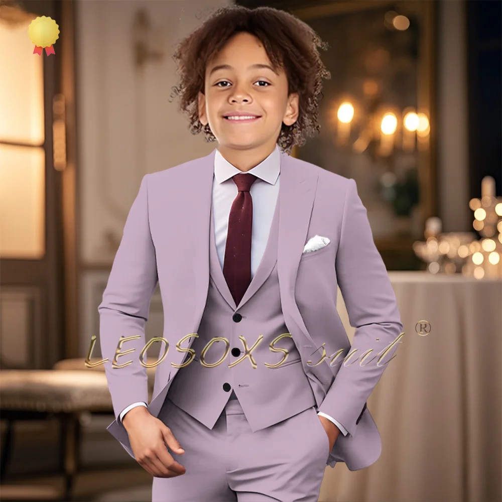 

3-Piece Boys Stylish Gentleman Suit Jacket Vest Pants for Wedding Party Cocktail Birthday Hosting Performance Formal Events