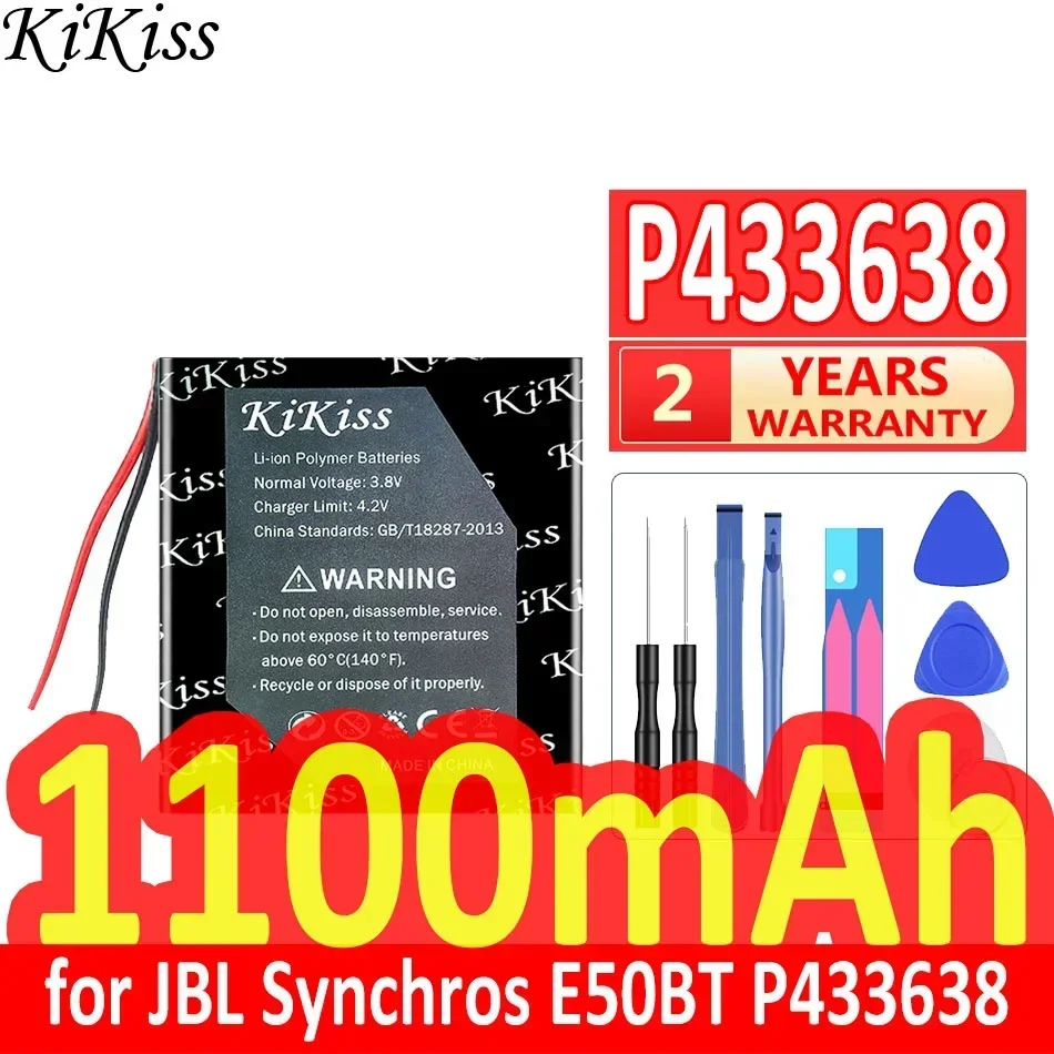 1100mAh KiKiss Powerful Battery P433638 (2line) for JBL Synchros E50BT P433638 Wireless Headset