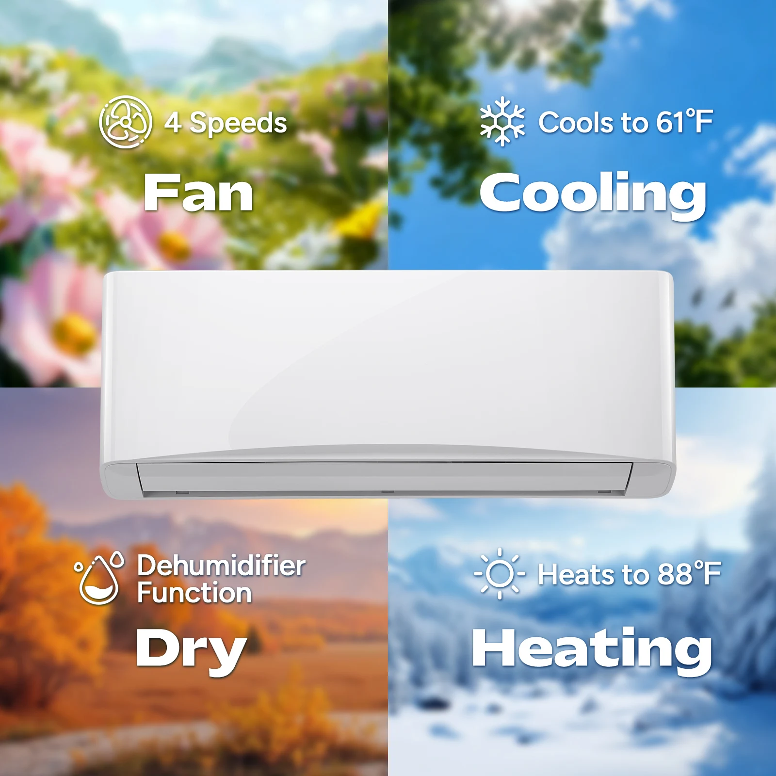 9000 BTU Mini Split Air Conditioner & Heater with Inverter, 17 SEER2 115V Energy Saving AC Unit Cools Rooms up to 450 Sq. Ft, Complete Installation Kit view 3
