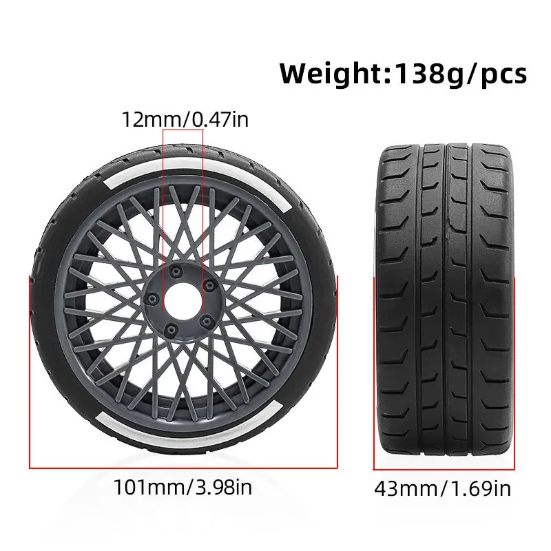 4pcs RC Highway Wheel & Tire Set with 17mm Hex for ARRMA 1/8 Typhon 6s BLX 1/7 Infraction 6S BLX Limitless RC Car Upgrade Parts