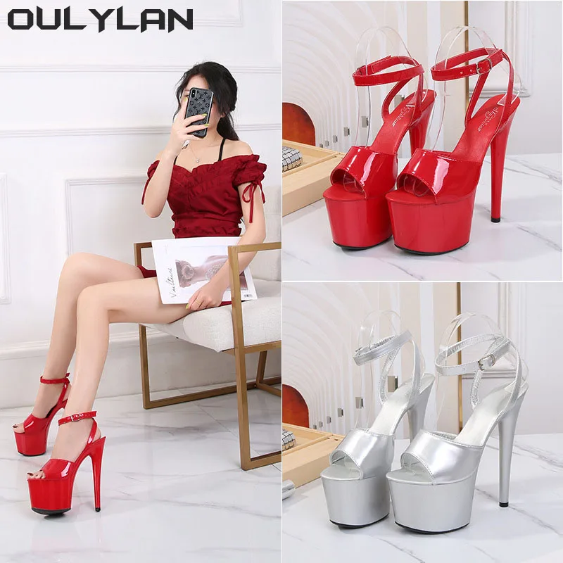 Oulylan Women Sexy Show Sandals 15 CM High Heels Sexy Platform Color Sandals Girls Shoe for Party  High Heeled Sandals for Lady