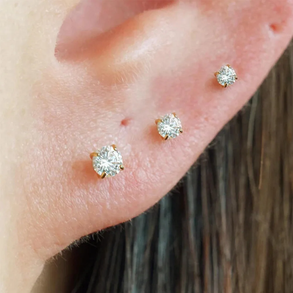 Aide 925 Sterling Silver Cubic Oxygen Zircon Earrings 3szt INS Korean Hot New Sales Okrągłe kolczyki dla kobiet Dziewczyny Drobna biżuteria — zdjęcie 6