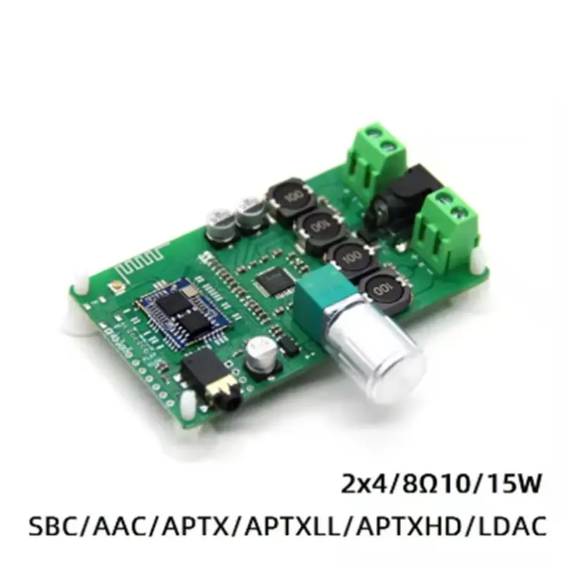 Y44A LDAC Bluetooth 5.1 Amplifier Board QCC5125 Lossless Decoding AUX Input APTXHD 2x10W 2x15W Power Amplifier Board for DIY