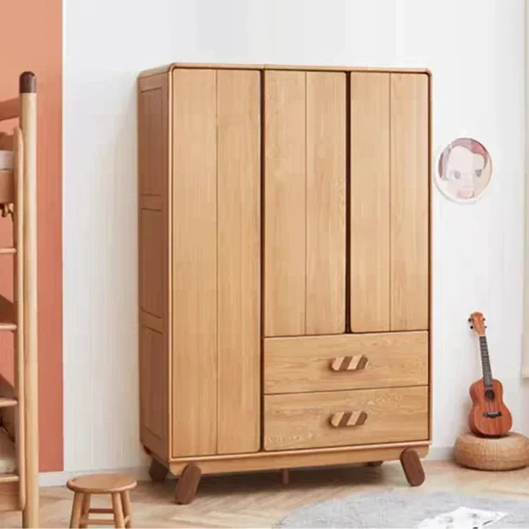 Solid wood wardrobe simple small apartment bedroom home storage locker