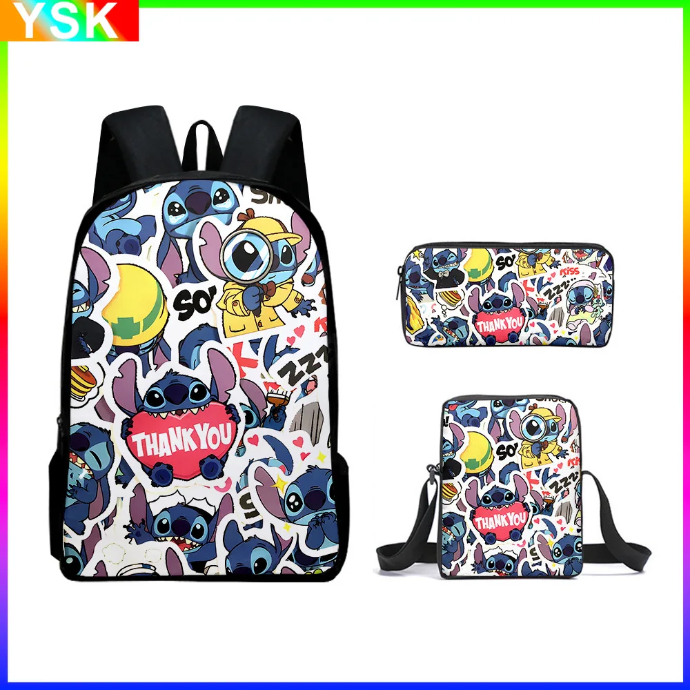 3 pz-set MINISO Disney nuovo completamente stampato Cartoon Stitch animazione borsa da scuola zaino borsa a tracolla borsa a penna zaino borsa da esterno