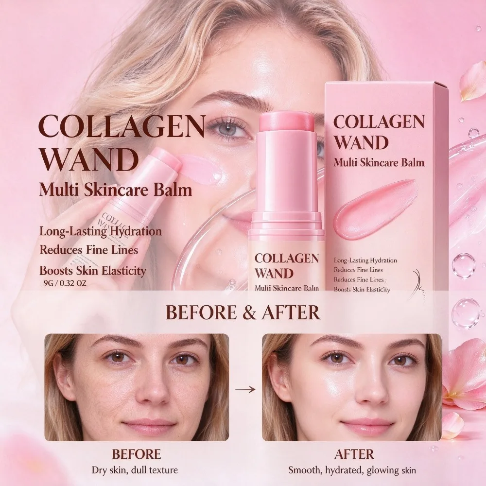 Collagen Moisturizing Stick, Deep Hydration Nourishing Solid Balm, Reduce Dryness & Fine Lines, Portable Skin Care for Face Body