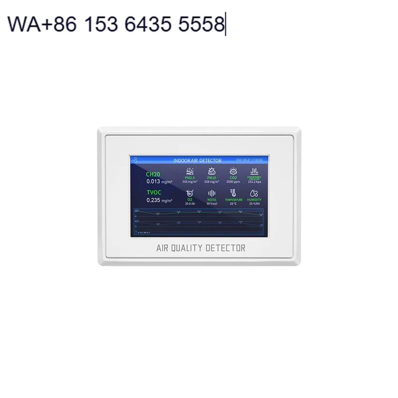 Multi-Parameter Indoor Gas Detector with 7-inch Smart Android Screen PM2.5, PM10, O3, O2, TVOC, CO2, HCHO Wall-mounted Version