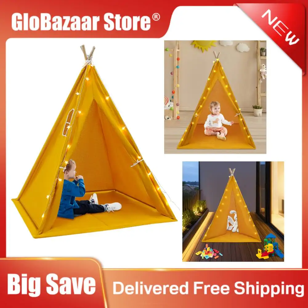 Tenda para crianças com luz, tenda infantil para ambientes internos e externos para salas de estar, quartos infantis, piqueniques, acampamento
