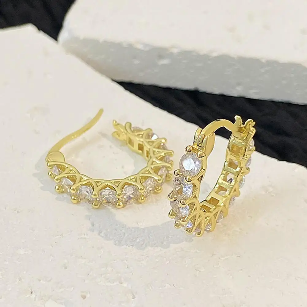 Small Hoop Earrings Elegant Style Cubic Zirconia Huggie Earrings for Women Small Round Hoop Shape for Parties for Special