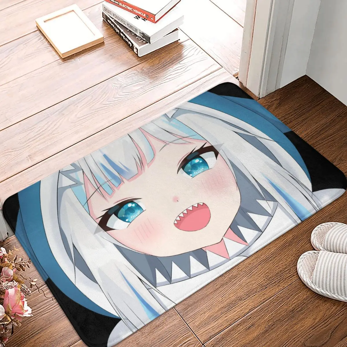 Hololive Virtual Host Group Box Non-slip Doormat Kawaii Gawr Gura Living Room Kitchen Mat Welcome Carpet Flannel Modern Decor