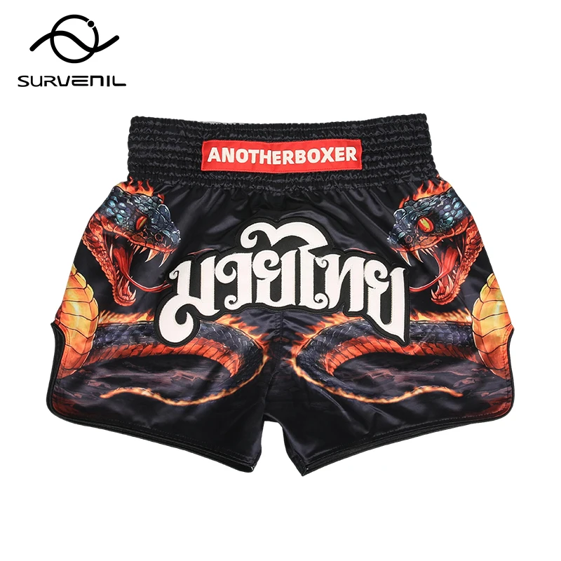 Snake Print Muay Thai Shorts Men Women Premium Satin Adults MMA Boxing Pants Gym Sparring Martial Arts Training Competition Gear