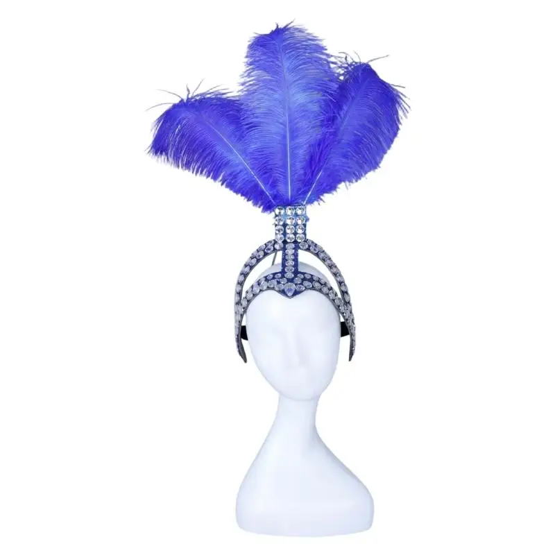 39BB 1920s Theme Feathered Hairband with Glittering Rhinestones for Theme Parties Halloween and Carnivals Event Dressingup