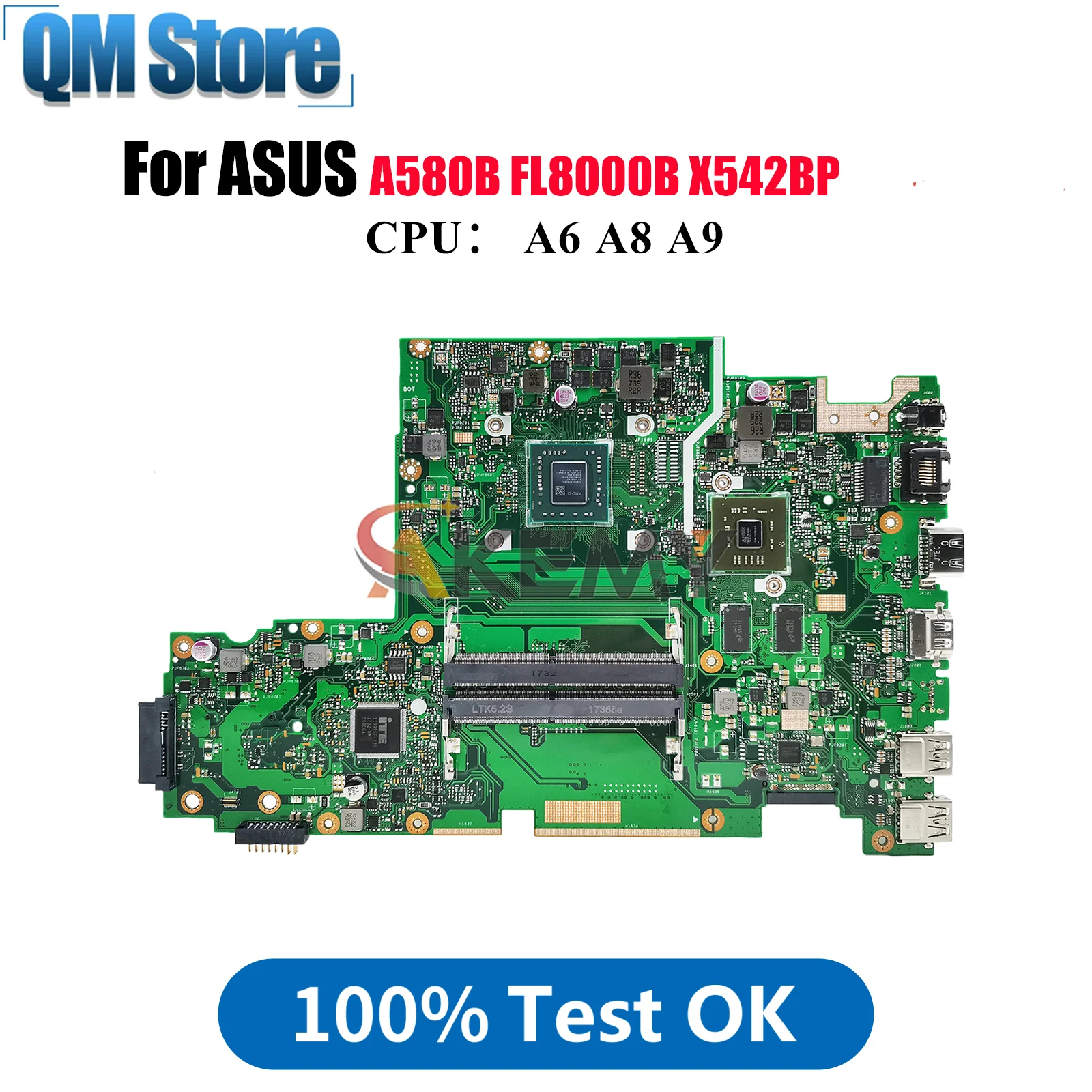 

X542BP Laptop Motherboard For ASUS VivoBook X542B FL8000B X542BP A580B Notebook Mainboard With A6 A8 A9 CPU 100% tests OK stk