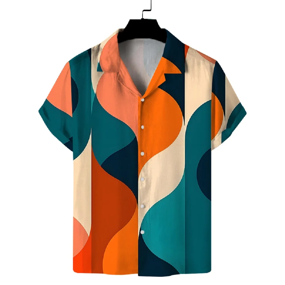 Men's summer Cuban collar short-sleeved printed shirt, fashionable Hawaiian shirt for men, personalized casual outdoor cardigan