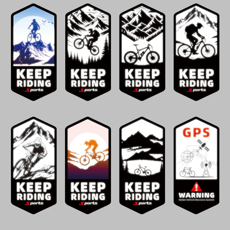 

10Pcs Keep Riding Reflective Bike Stickers – Mountain Bike Frame Decals for Night Visibility