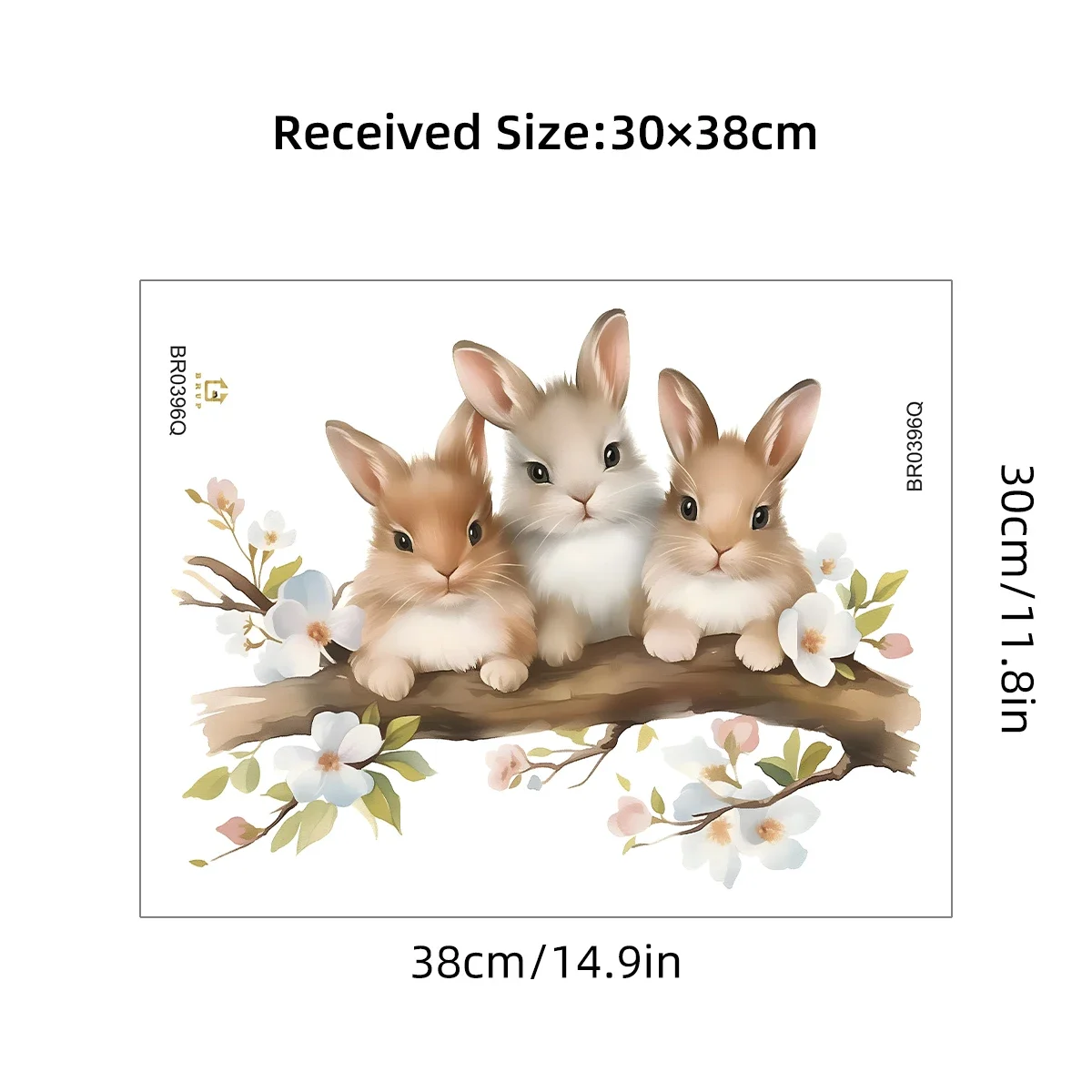 1Pc Watercolor Flower Cartoon Rabbit Wall Stickers for Kids Room Decor Baby Room Child Home Decoration Living Room Wall Decals
