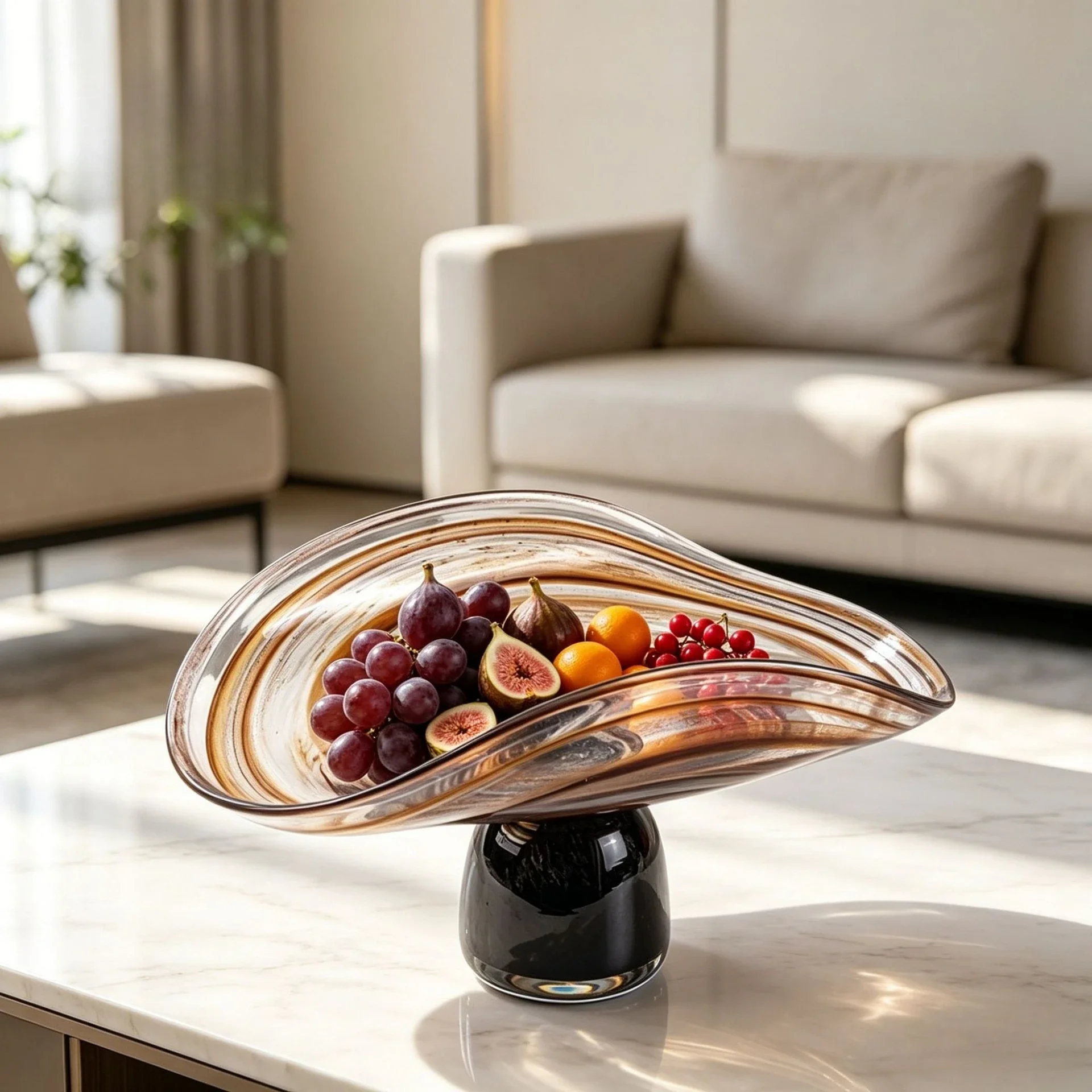 Art Fruit Tray Irregular Folds Transparent Tray Desktop Storage Container Geometric Lines Trinket Dish Jewelry Dish Trays