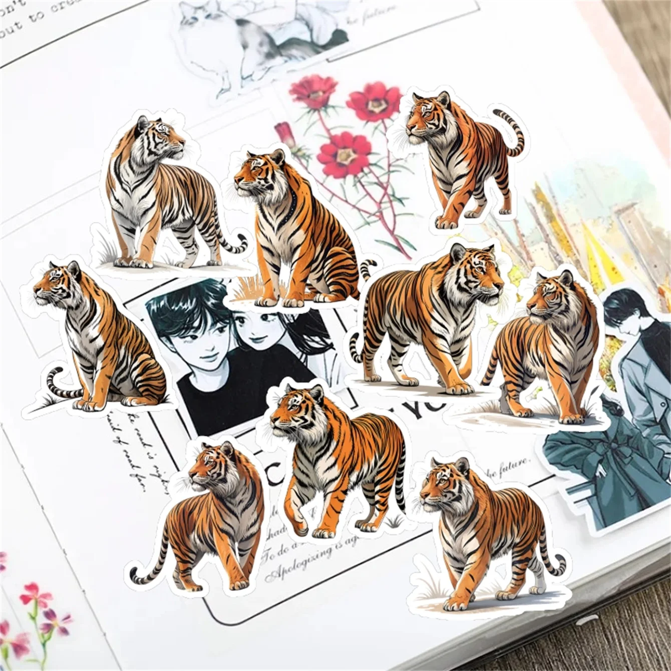 17pcs Cut Creative Self-made Tiger Scrapbooking Stickers/Decorative/DIY Craft Photo Albums Planner Stickers Stationery
