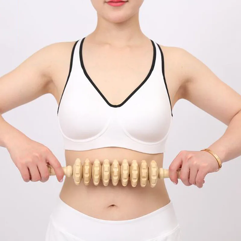 high density cracks 9 coarse chakras Whole body massage roller pounded his waist back massage neck leg Wooden full-body