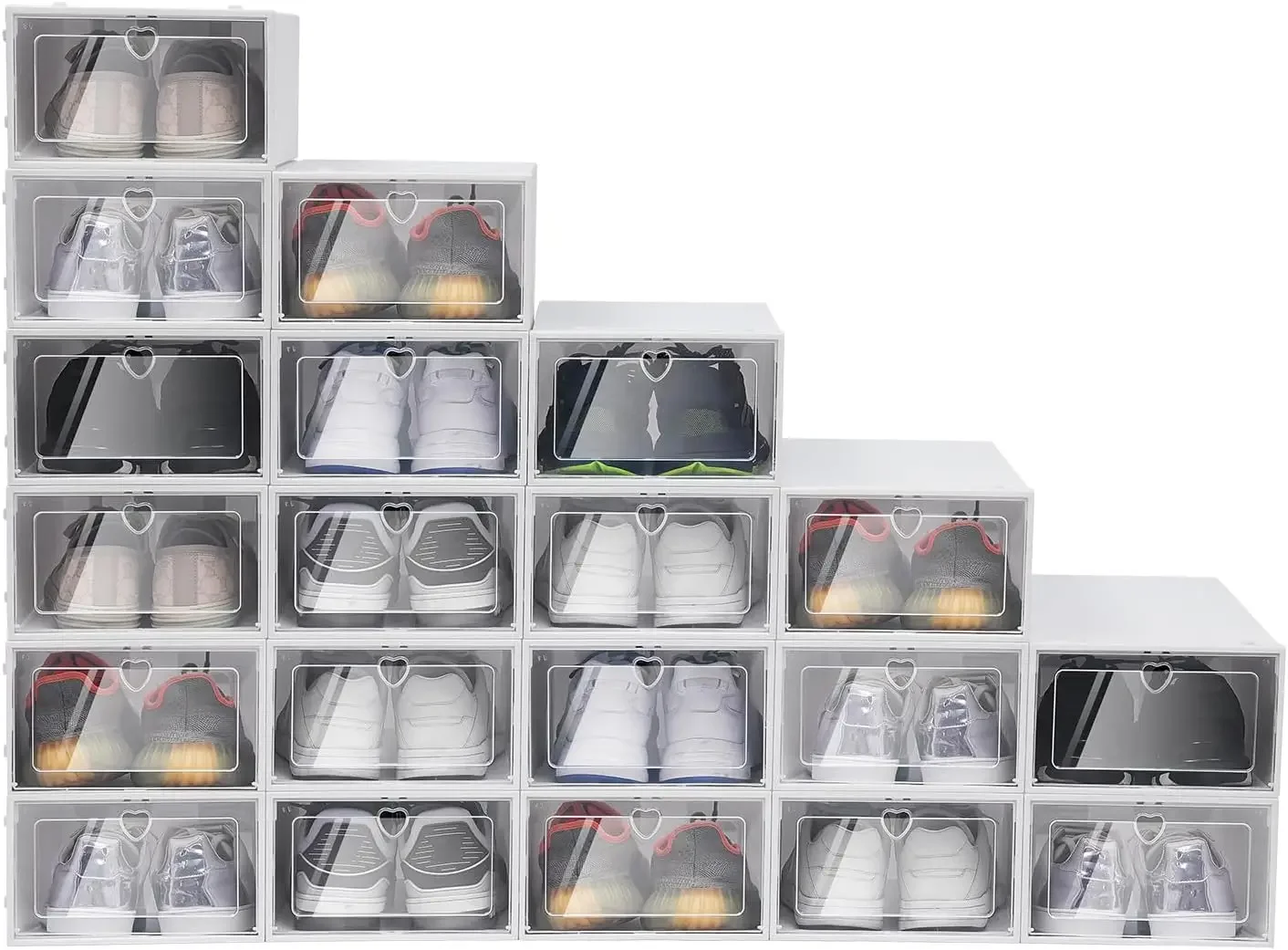 

20pcs Shoe Box Organizer Case Set Foldable Storage with Drawer Plastic Door Home Closet Shelf Stack for Sneakers