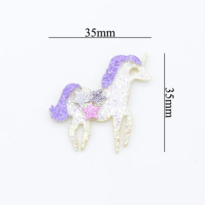 5Pcs Multiple Styles Glitter Fabric Appliques Cartoon Unicorn Horse Padded Patches for DIY Clothes Headwear Hair Clips Decor