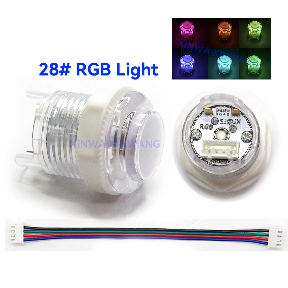 1PCS Colorful 5V Rgb Illuminated Led Push Button 28mm Nut With 4Pin Light Cable For Zero Delay Board Arcade Game Machine Parts